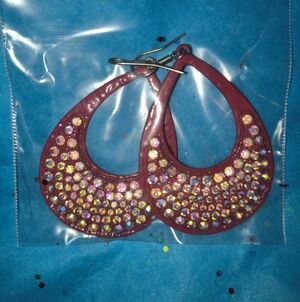 Pierced Vintage Earrings Red Rhinestones.